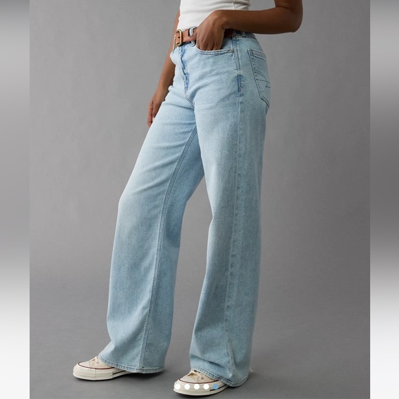 NWT AE Dreamy Drape Stretch Super High-Waisted Baggy Wide-Leg Jean - Picture 11 of 12